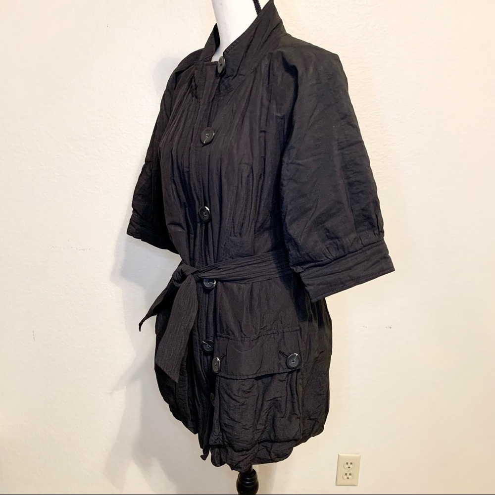 Vince Shimmering Sparkling Jacket Coat With 3/4 Sleeves Black Size XS - Picture 4 of 17